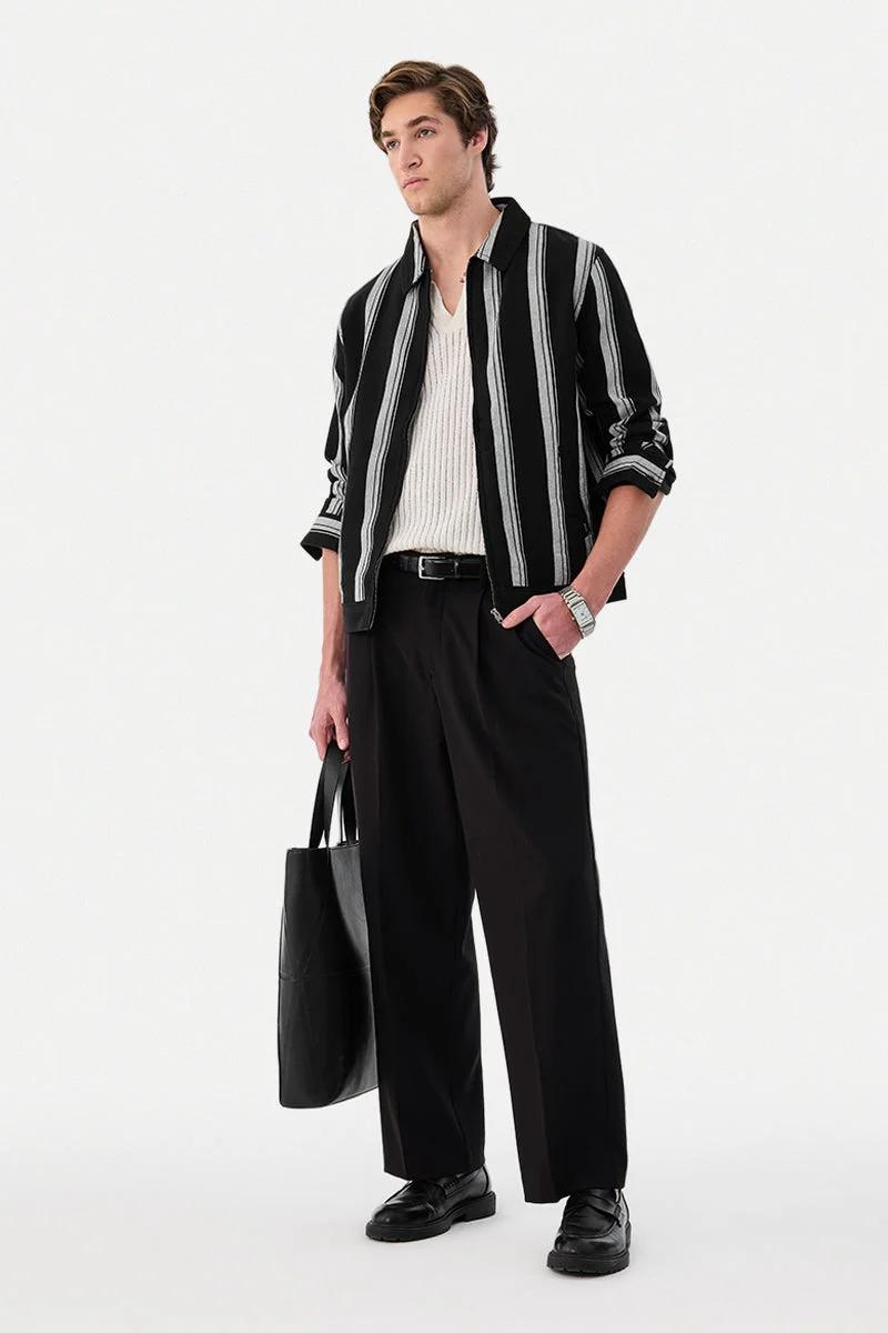 سنيتش Regular Fit Stripes Zipper Jacket